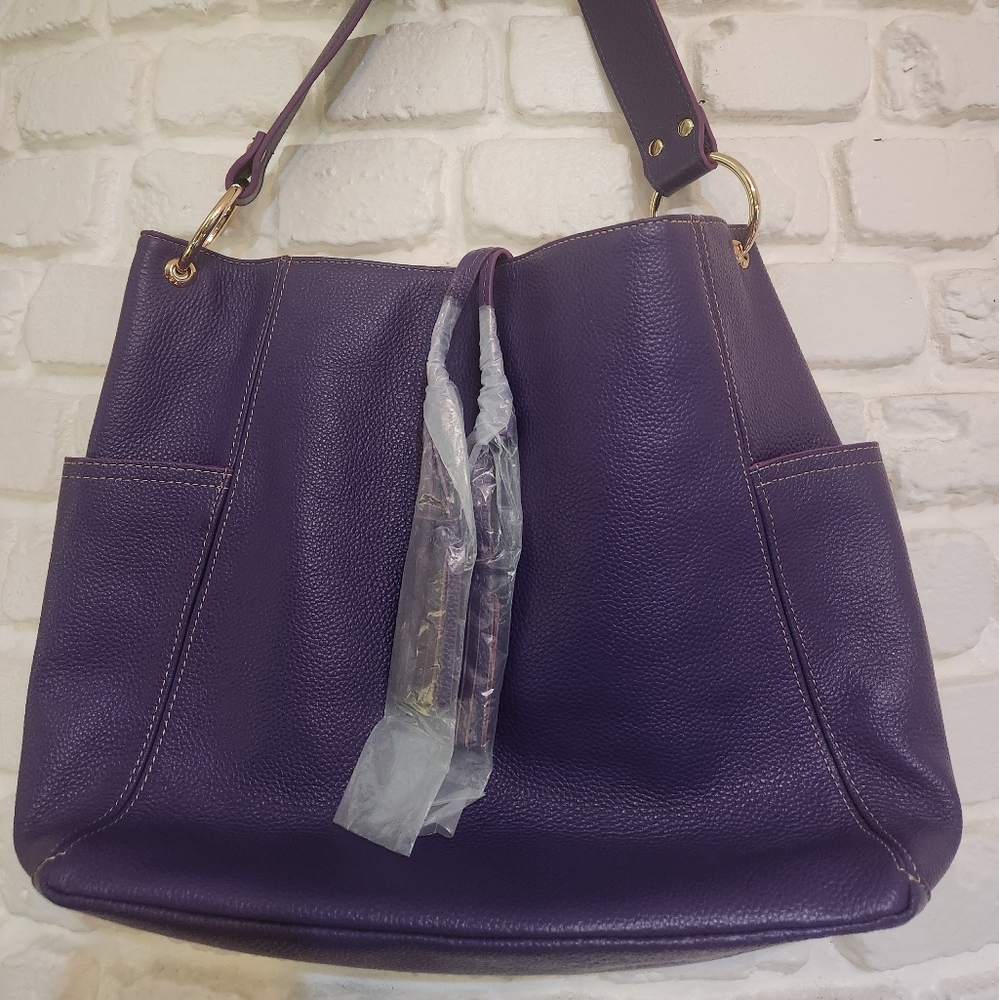 Laggo NWOT Large Purple Leather Julia Shoulder Hobo Purse